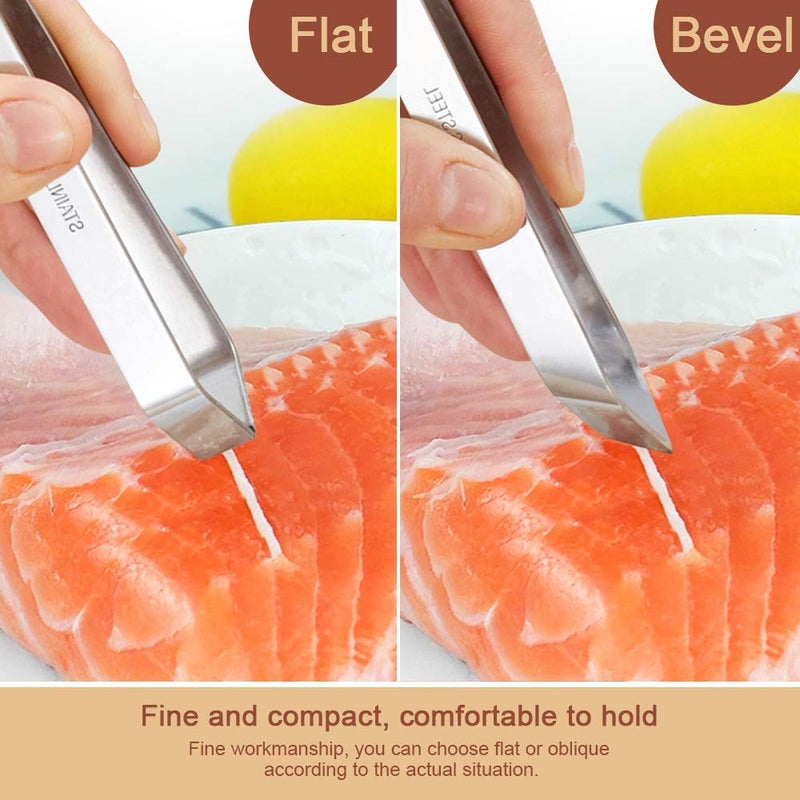 SelfTek 5Pack Fish Bone Tweezers Set Stainless Steel Cooking Tweezers Precision Tongs Serrated Tips, Flat and Slant Fish Bone Pliers for Cooking Sea Food Styling Utensils Medical Beauty - Image 5